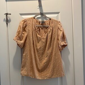 Daniel Rainn Ruffled Tan Blouse Relaxed Fit